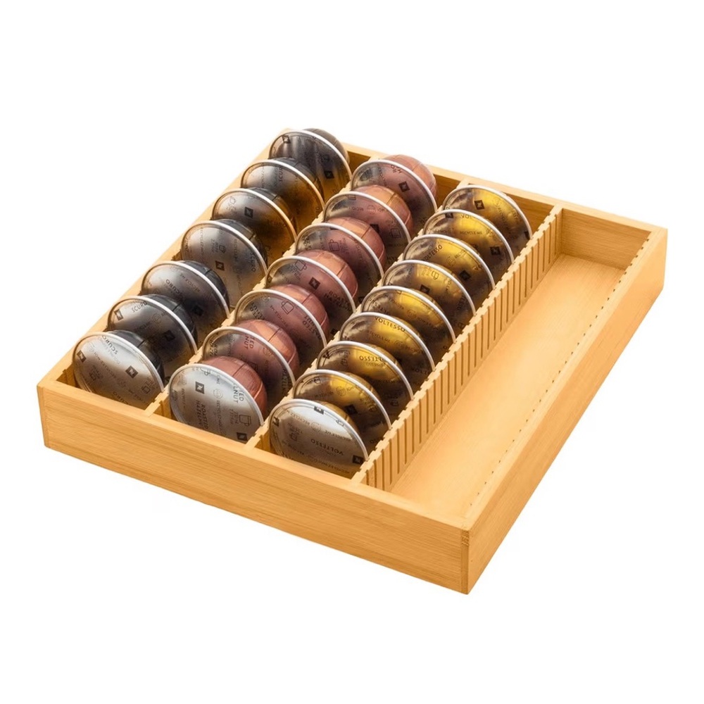 New Amazon Bamboo Nespresso Vertuo Coffee Pod Drawer Organizer Tray Natural Wood